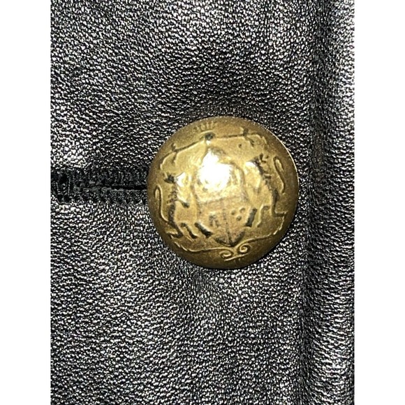 John Murrough Leather Stretchy Back Gold Button Front Short Length Jacket Size M - Picture 6 of 10